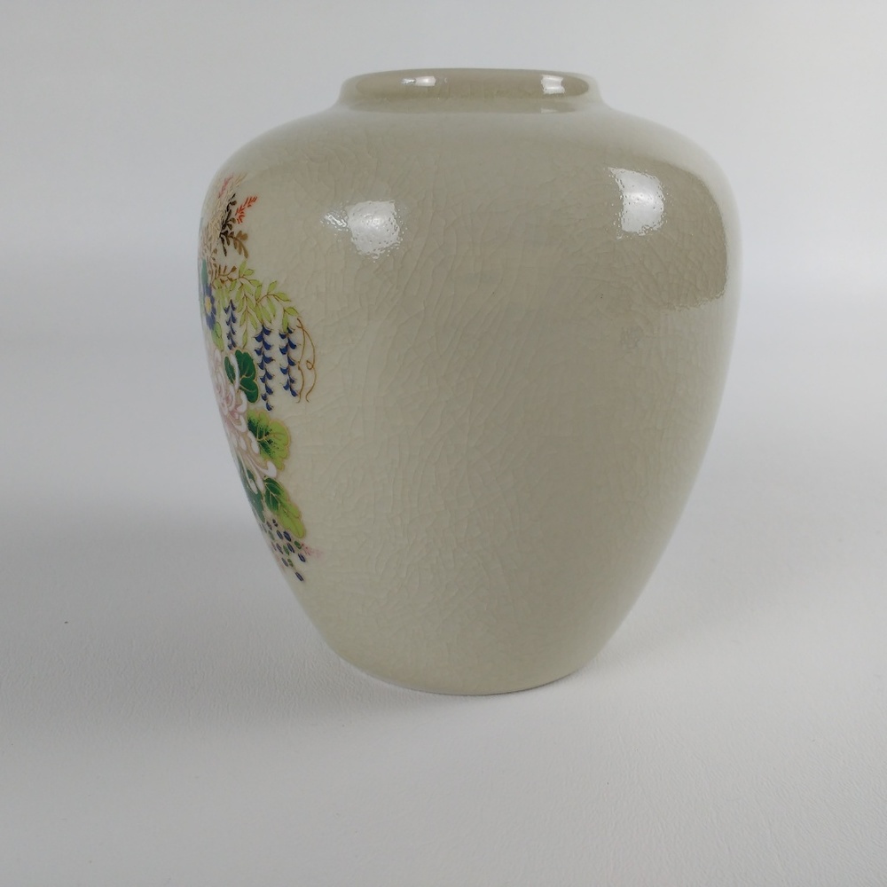 Japanese Crackled Beige Flower Vase_2
